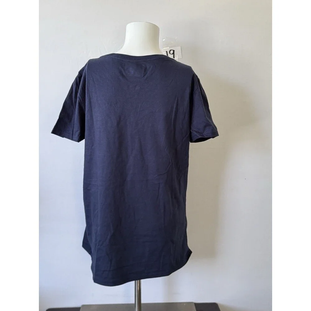 Majestic Boston Red Sox Womens Large V Neck Graphic T Shirt MLB Navy Blue